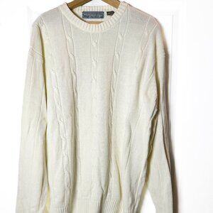 Oscar De La Renta Ivory Pullover Cable Sweater Men's Size XXL